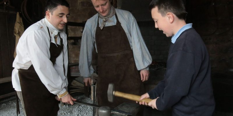 26/6/2013 Story Kathryn Hayes.  (Pictures with compliments)   Ross McNamara(11) from St Mary's NS in Limerick was treated to a VIP experience in the newly refurbished King John's Castle which re-opens on Friday.  The Û5.5 million refit includes a forge with blacksmiths Conor Gibbons and Tim Evans.
Picture Liam Burke/Press 22