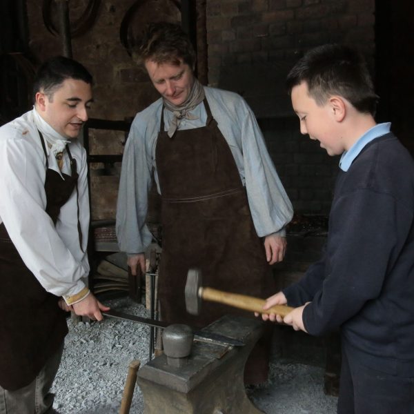 26/6/2013 Story Kathryn Hayes.  (Pictures with compliments)   Ross McNamara(11) from St Mary's NS in Limerick was treated to a VIP experience in the newly refurbished King John's Castle which re-opens on Friday.  The Û5.5 million refit includes a forge with blacksmiths Conor Gibbons and Tim Evans.
Picture Liam Burke/Press 22